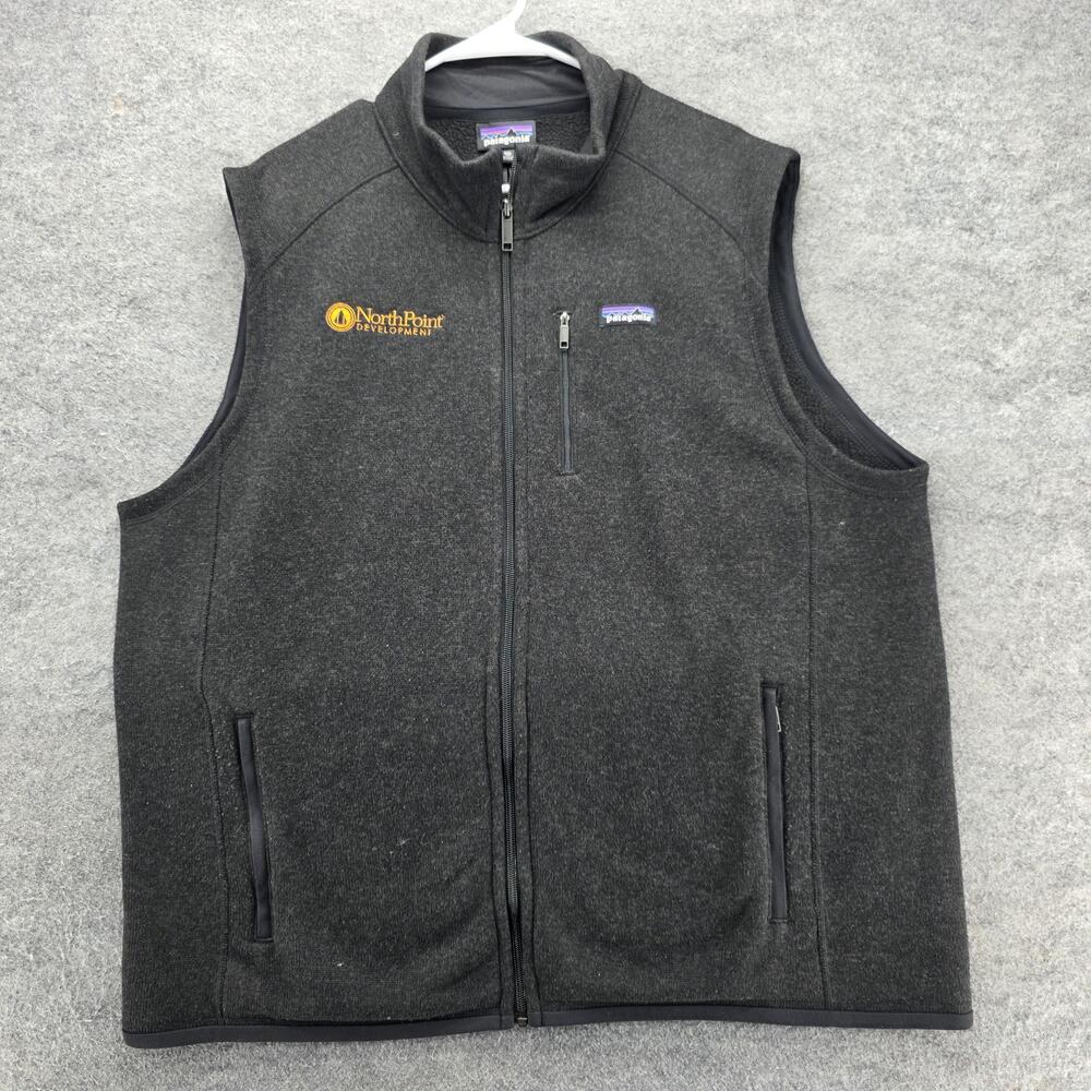 Patagonia Vest Mens 2XL Gray Quilted Fleece Full Zip Lined Zipped Pockets